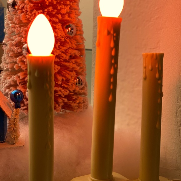 Vintage Woolworths Christmas  60s Plastic Drip Candle Trio Candelabra Candolier - Picture 5 of 11
